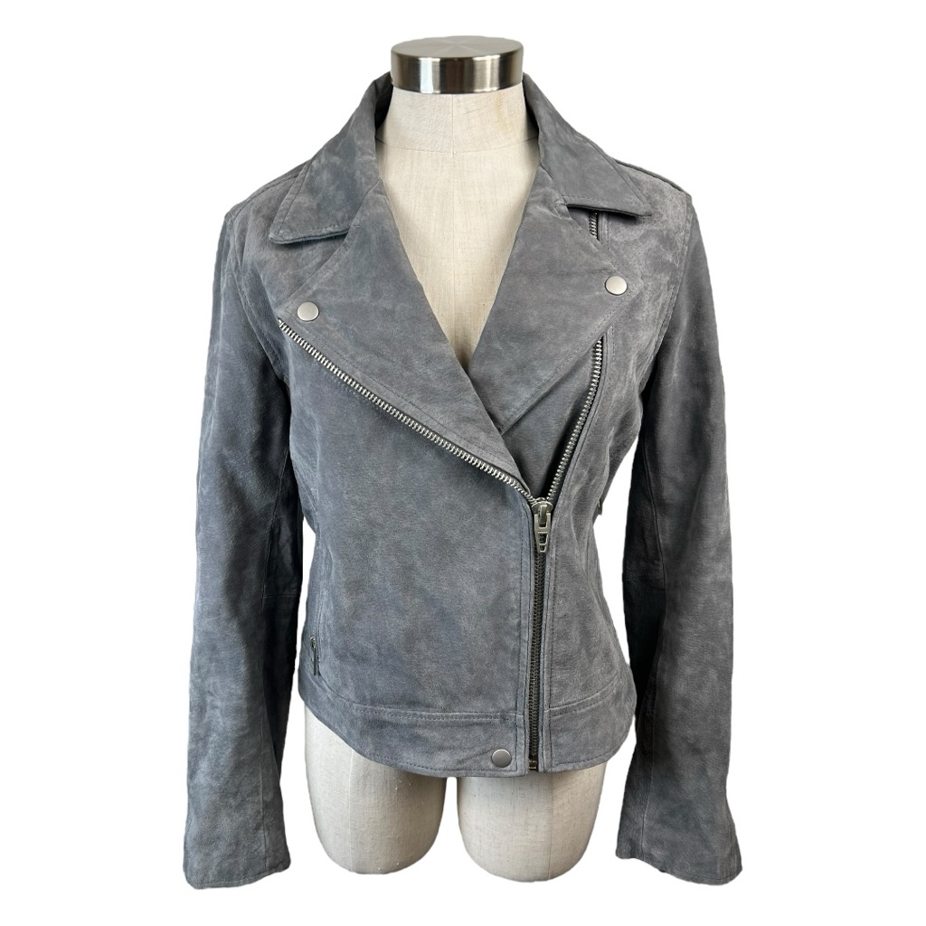 Blank Nyc Grey Suede Moto Jacket Size Medium